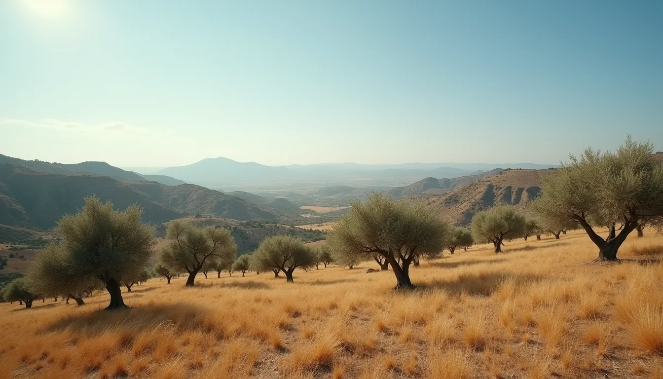 Weids uitzicht op het Andalusische platteland met olijfbomen en heuvels
